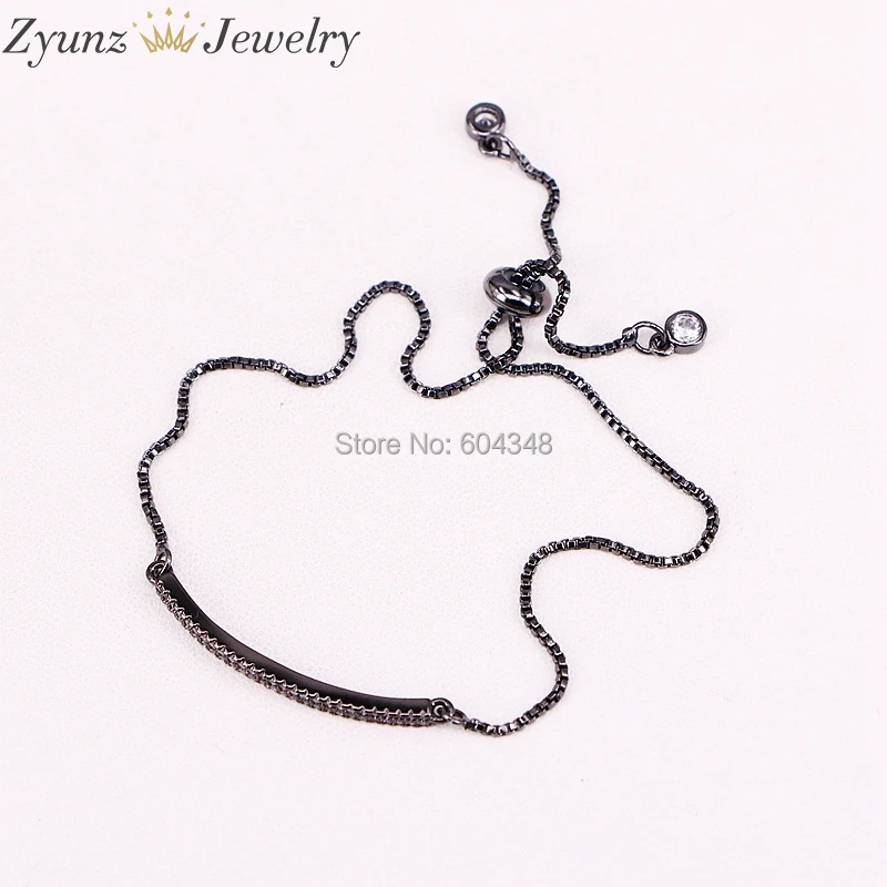 

10 Strands ZYZ298-2394 Tiny Cubic Zirconia Crystal Adjustable CZ Zircon Curved Bar Bracelets for Women or Girls