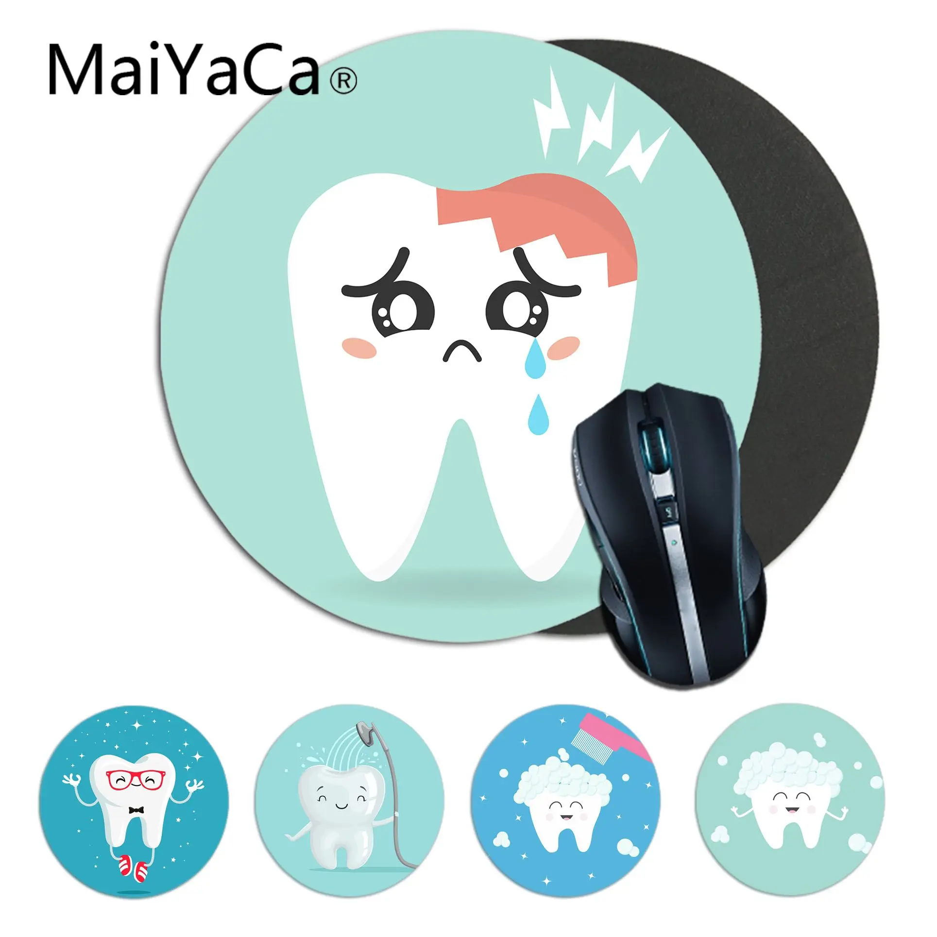 Maiyaca милые мультяшные белые зубы офисные мыши для геймеров мягкий круглый коврик