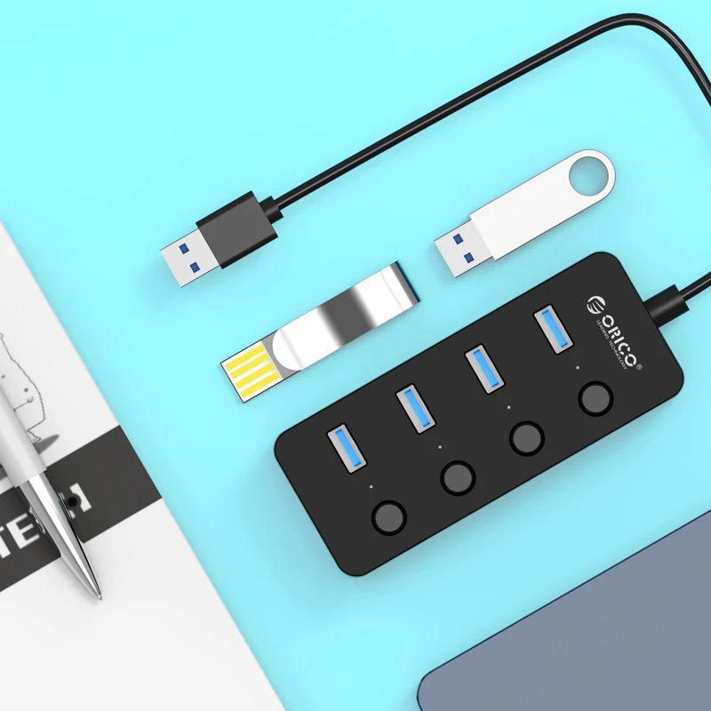 

ORICO W9PH4 Bus Powered 4 Port USB 3.0 Hub With Individual Power Switches And LED For Laptop/Ultrabook /Desktop