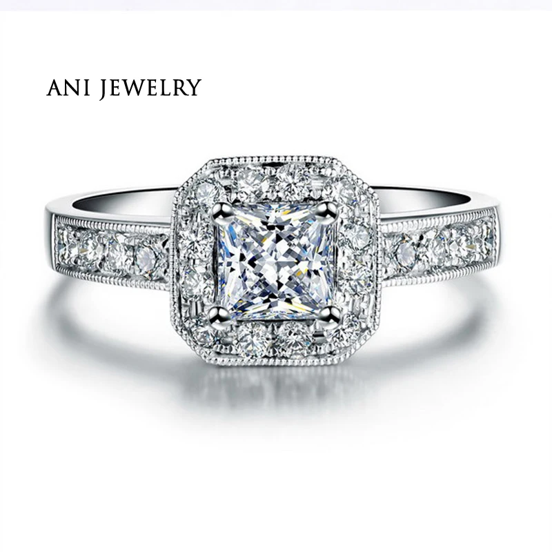 ANI 18K Белое Золото (AU750) Женское Обручальное кольцо 0 59 CT сертифицировано I/SI1