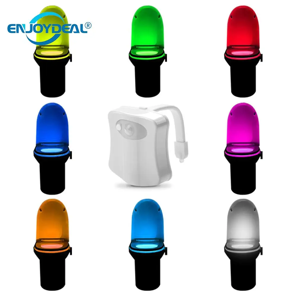 

enjoydeal 1PC 8 Color Bathroom Toilet LED Nightlight Auto-sensing Bathroom Seat light lamp Nightlight On/Off Seat Sensor Lamp