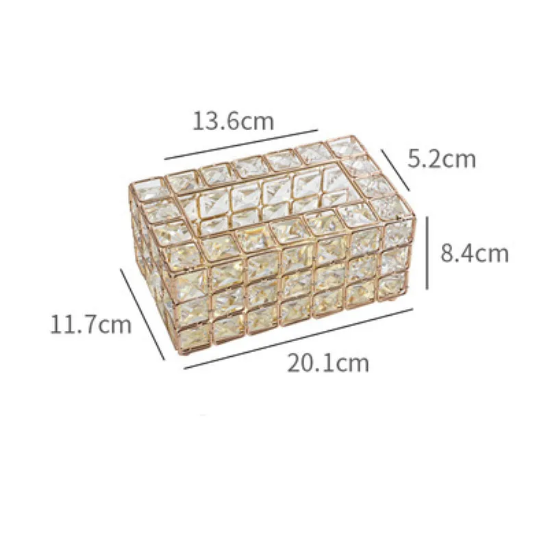 

European Crystal Tissue Box Handmade Simple Home Living Room Coffee Table Drawer Desktop Decorative Napkin Storage Box