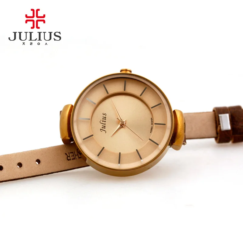 Julius фиолетовые красные коричневые кожаные ремешки серебряные часы Женская