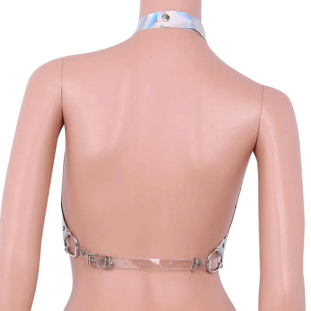 Womens Halter Caged Bra Harness Party Roleplay Chain Bondage Belt Festival Rave Costume Sexy Night Clubwear Pastel Top | Тематическая