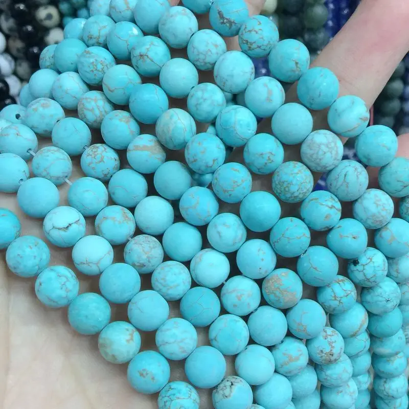 Матовые Круглые бусины из голубого камня Howlite 6 мм 8 10 12 для изготовления ювелирных
