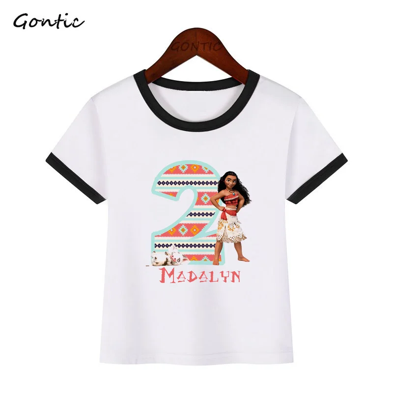 Moana/футболка на день рождения 2019 г. милая детская футболка летняя с короткими