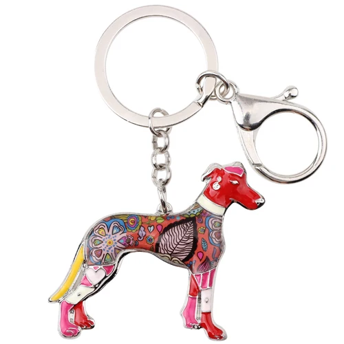 WEVENI Эмаль сплав Galgos собака породы борзая брелок для ключей сумка Шарм милые модные ювелирные изделия для женщин мужской автомобиль брелок заявление - Цвет: Red