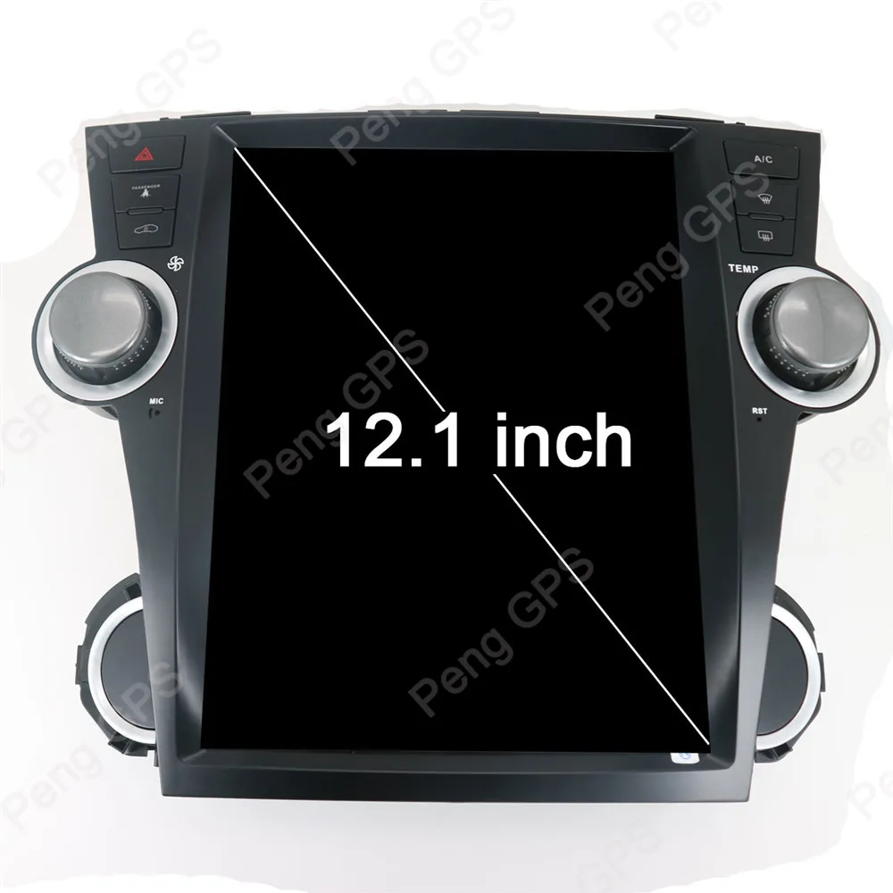 12," ips экран Android 7,1 gps-навигация, dvd-плеер для Toyota Highlander 2007-2013 Tesla стиль Мультимедиа головного устройства 1080P
