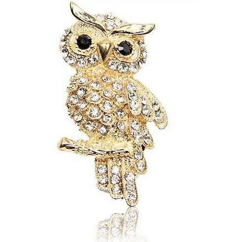 Модная нежная акриловая брошь в виде совы с милыми кристаллами для ювелирных
