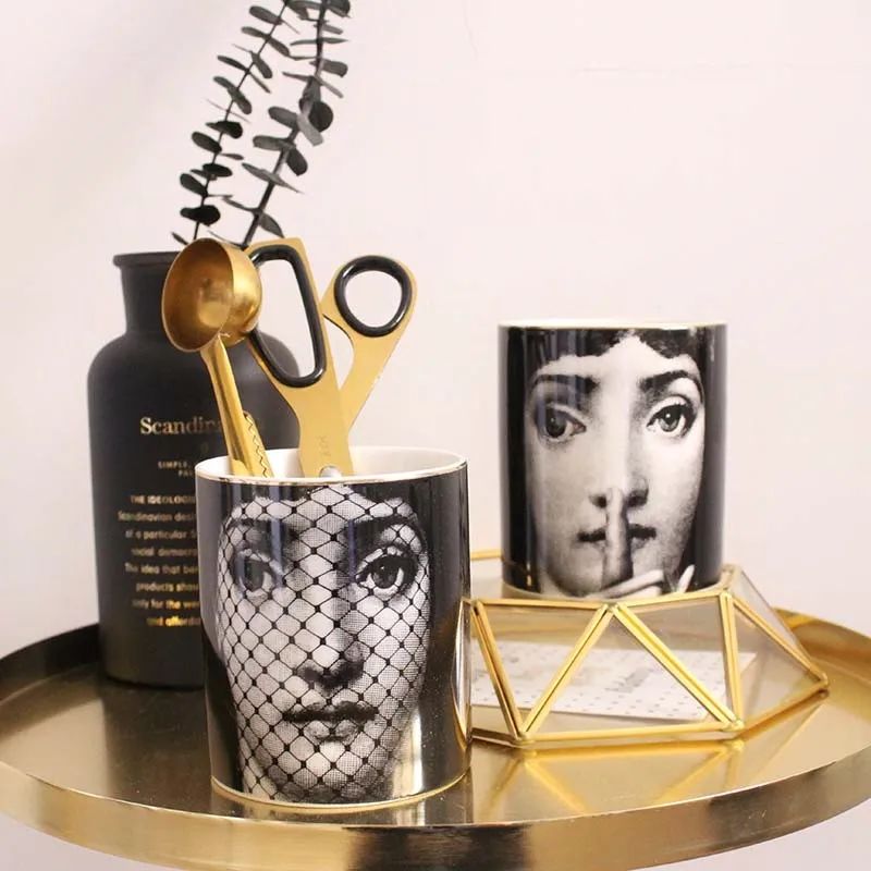 Nordic моды Fornasetti ваза Красота лицо цилиндрический жардиньерка для цветы цветочный