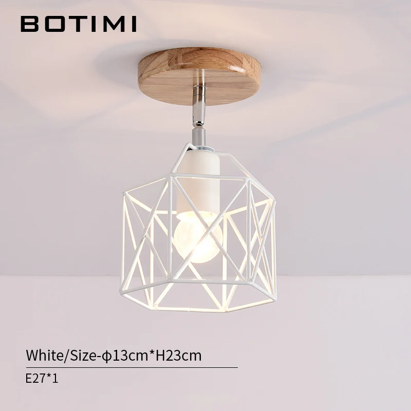 White BOTIMI современные светодиодные потолочные лампы с металлическим абажуром для коридора, Регулируемый потолочный светильник, дизайнерское освещение для спальни, E27 лампы - Цвет корпуса: White