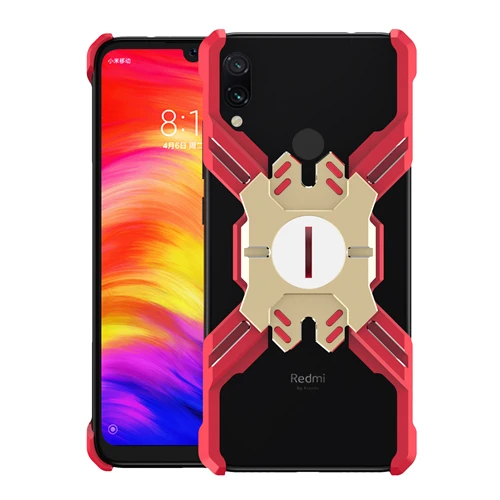 Red Gold Чехол для Xiaomi Redmi Note 7, роскошный механический металлический чехол с алюминиевой рамкой для телефона Xiaomi Redmi Note7, противоударный чехол - Цвет: Red Gold