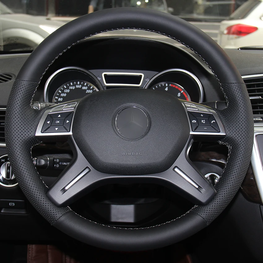 Черный синтетический кожаный чехол для Mercedes Benz GL350 ML350|car steering wheel cover|steering coverwheel cover