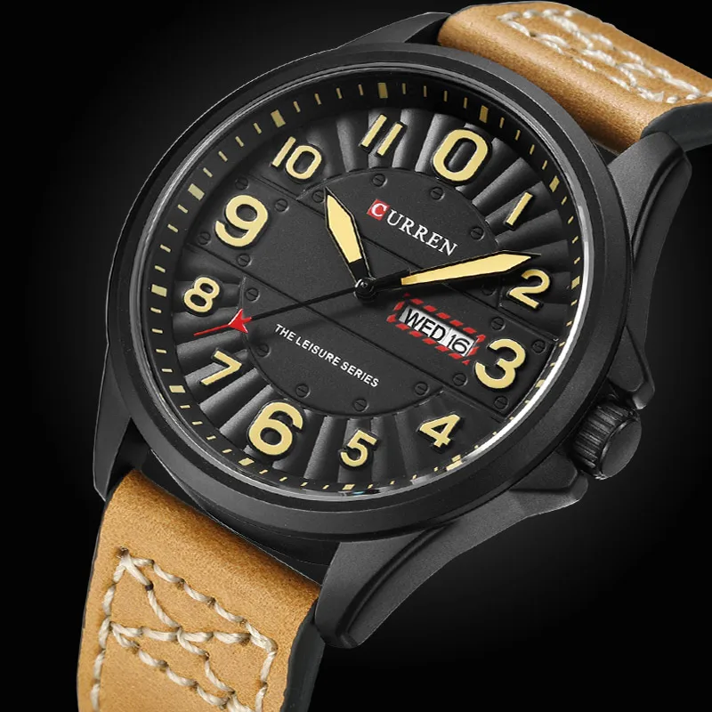 Часы CURREN Мужские кварцевые аналоговые роскошные брендовые в стиле милитари