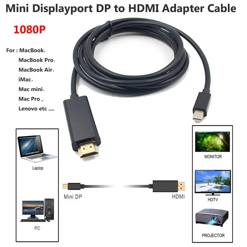 Мини-порт дисплея dp-hdmi конвертер адаптер кабель штекер 1 8 м для ПК Apple Mac Macbook Pro Air
