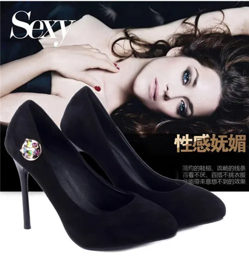 Super sexy drilled pointed toe high pumps 3 styles black shinning heel shoes XM30233 | Обувь