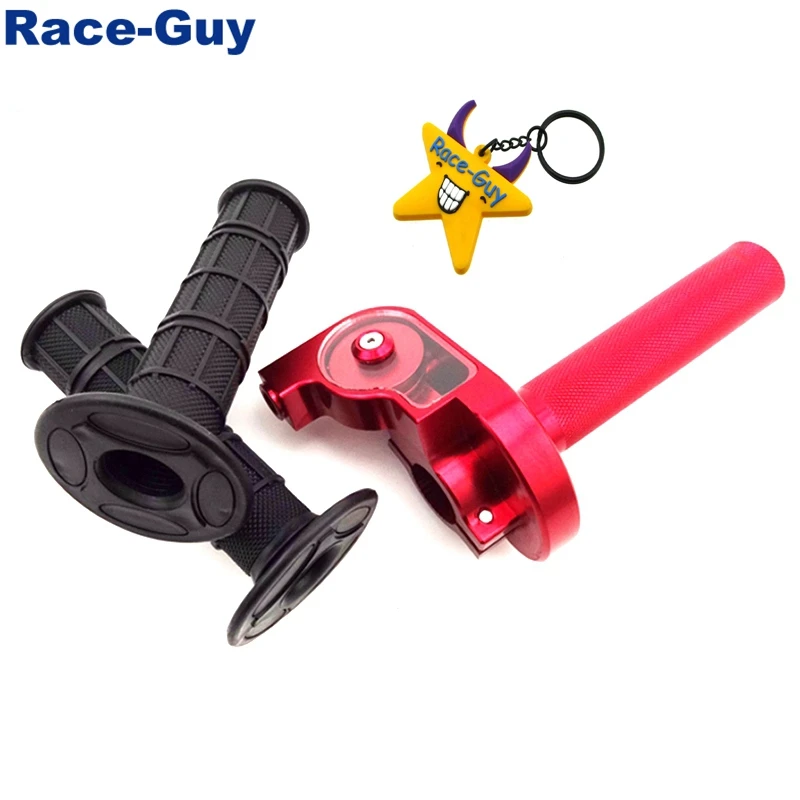 Красный твист сплав дроссельной заслонки + черные ручки для Pit Pro Dirt Bike мотокросса