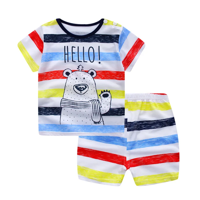 Baby Boy Clothes 2018 Summer Brand Infant Clothing Cartoon Short Sleeved T-shirts Tops +Pants Cotton Kids Bebes Jogging Suits |