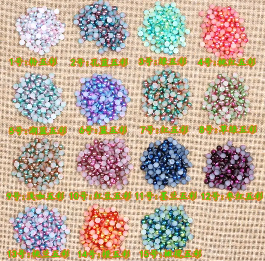 

10000pcs 4mm Half Round Multicolored Pearl Bead For Sewing UV Epoxy Filler Resin Jewelry Making Craft Nail art Accessories