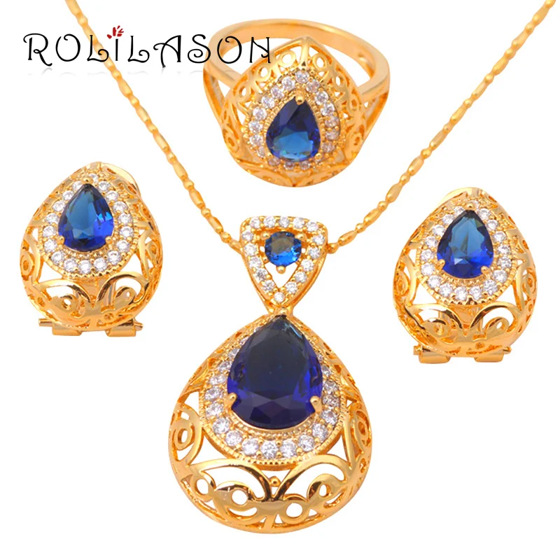 Желтое Золото Тон Голубой цирконий Кристалл здоровья Никель и свинец серьги