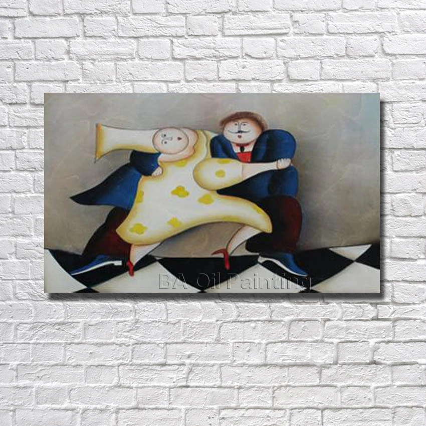 

Free Shipping Big Size Cartoon 100% Handmade High Quality Dance Oil Painting Pictures for Home Decor Nice Gifrs No Framed