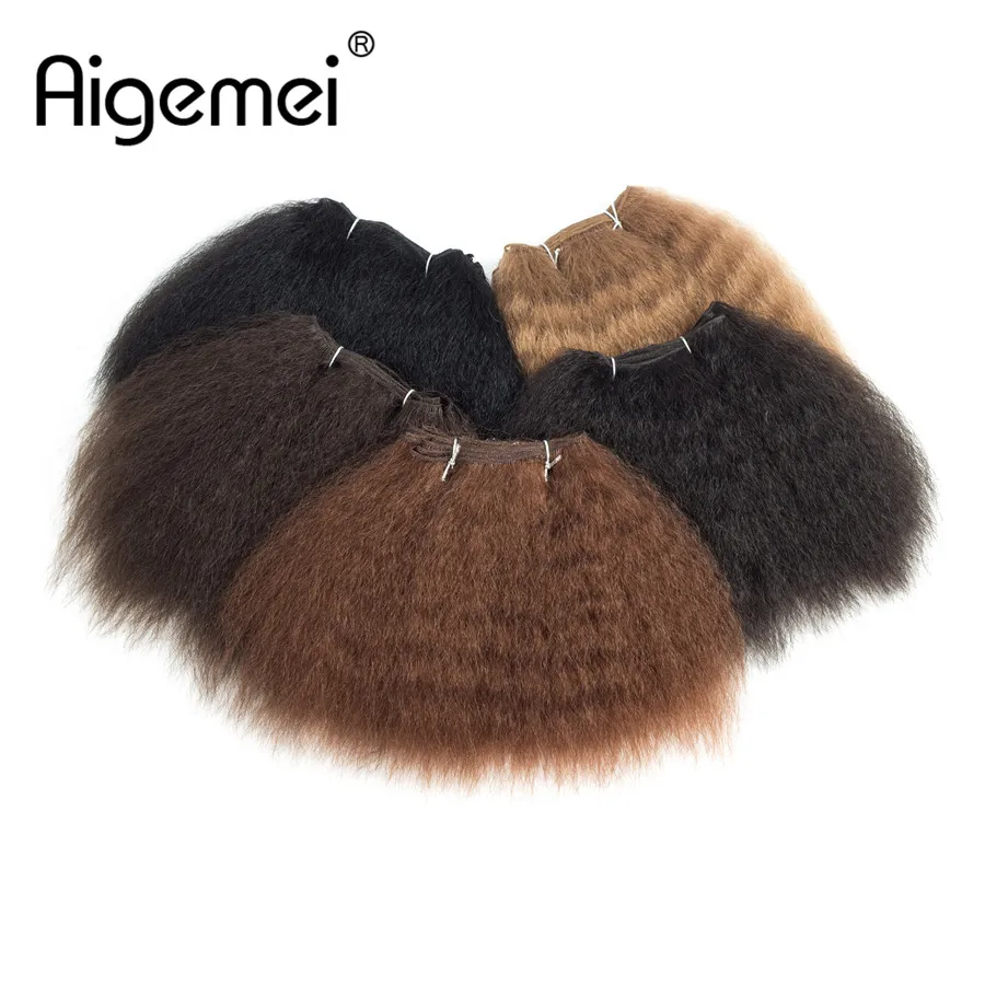 Aigemei, 8 дюймов, 14 дюймов, синтетические волосы для наращивания, короткие, кудрявые, прямые, волнистые волосы, пучок волос для женщин, 1 шт./лот