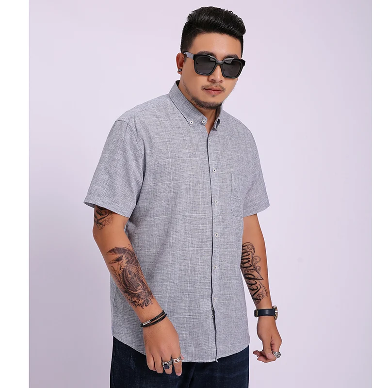 8XL 6XL 5XL Новое поступление серая мужская рубашка с длинным рукавом деловые