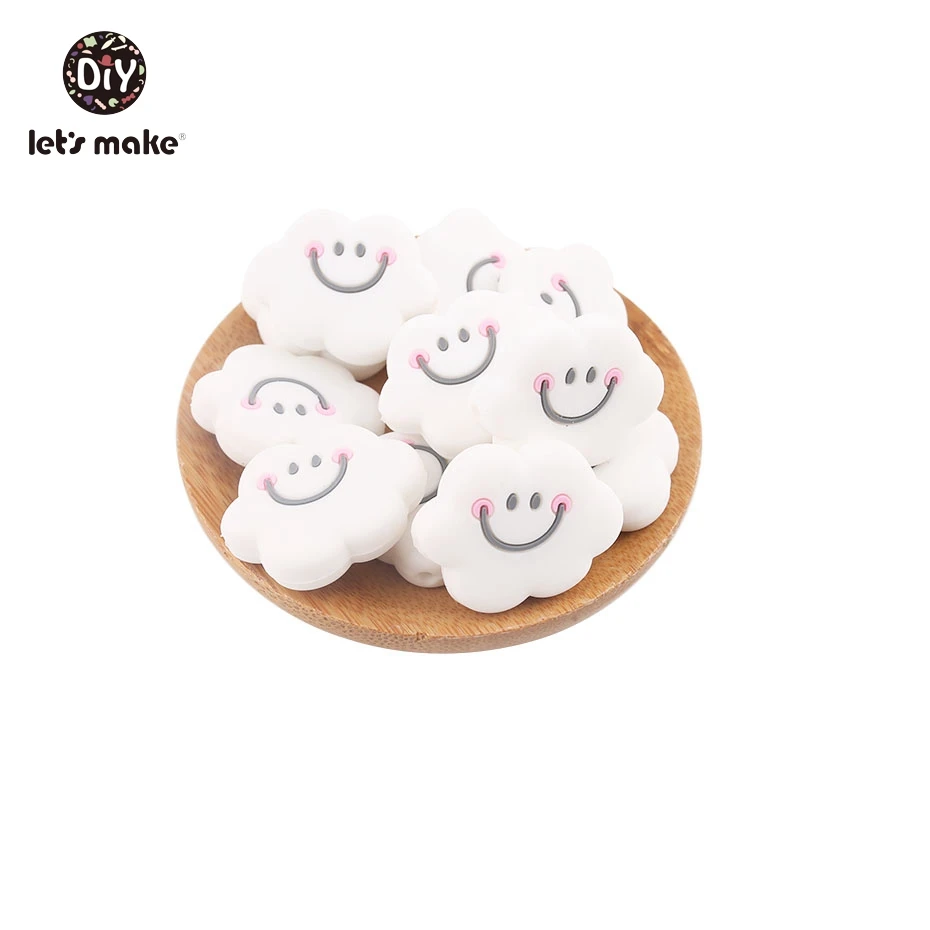 

Let's Make 20PCS Silicone Cartoon Cloud Smiley Face Teething Beads Newest Hot Popular DIY Nursing Beads Food Grade Baby Teethers