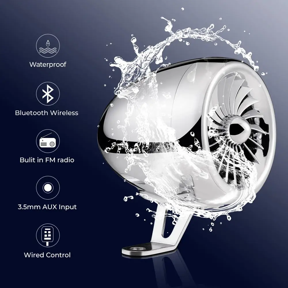 ATV UTV 1000W 4 шт./компл. усилитель Bluetooth мотоцикл стерео Динамик Водонепроницаемый усилитель аудио Системы FM Стандартный хром