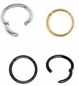 

HENGKE Jewelry steel medical closed ring earrings ear nose ring interface ring Open Hoop 14G 16G Body Jewelry 8mm Black Gold