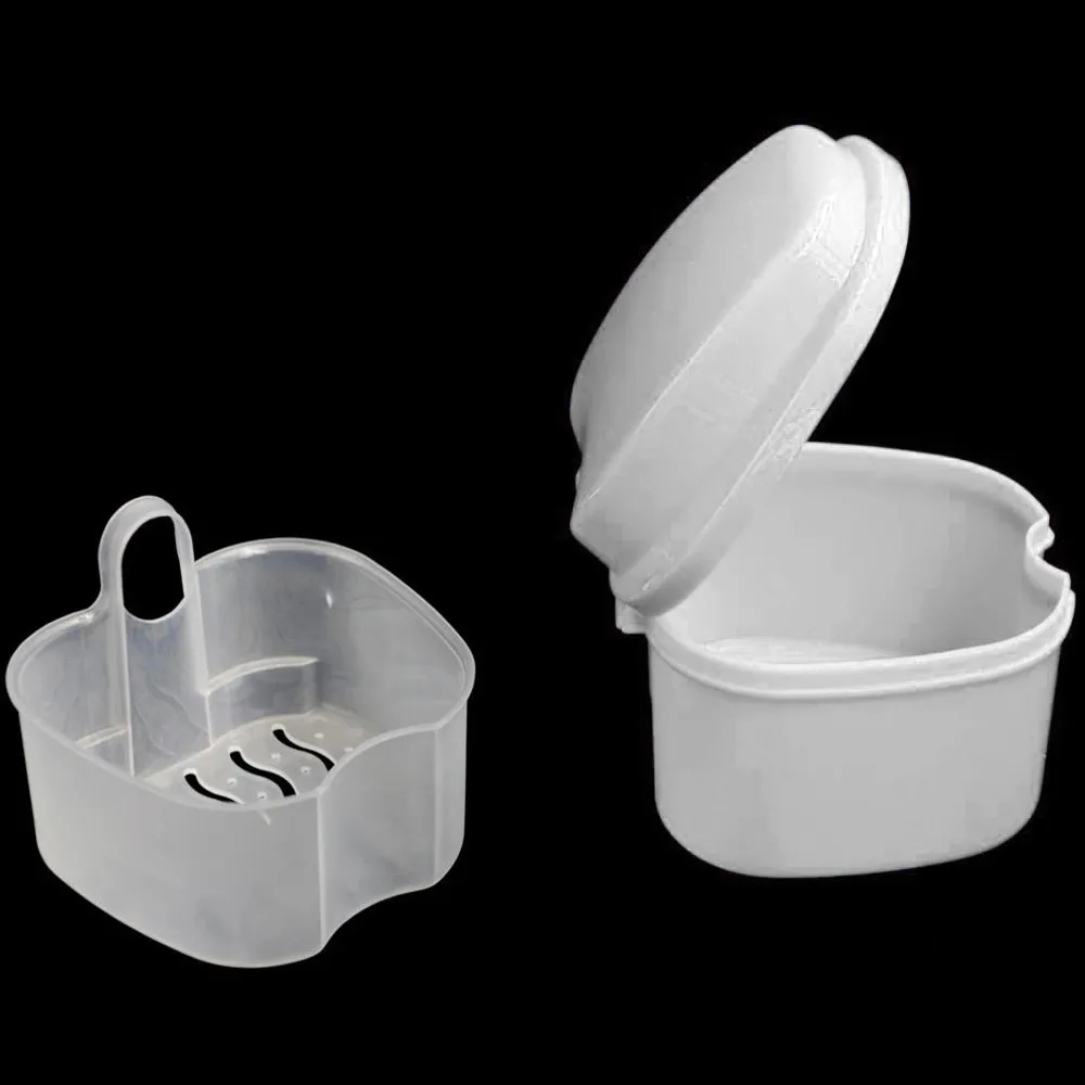 

Denture Bath Box Organizer False Teeth Storage Box With Hanging Net Container Cleaning Teeth Cases Artificial Tooth Boxes #632