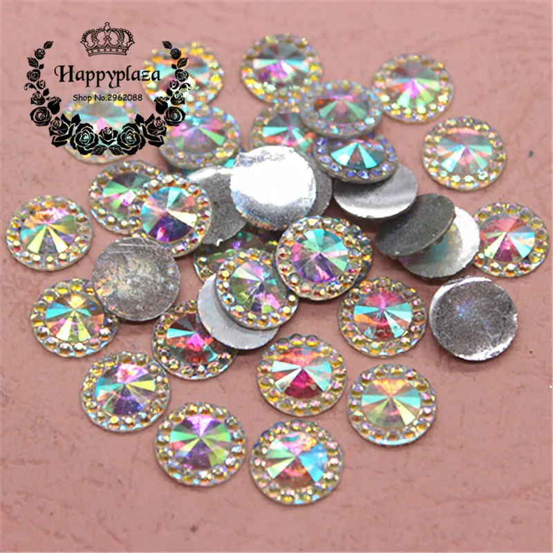 Круглые блестящие AB Акриловые стразы 12 мм с плоской задней частью кабошон товары
