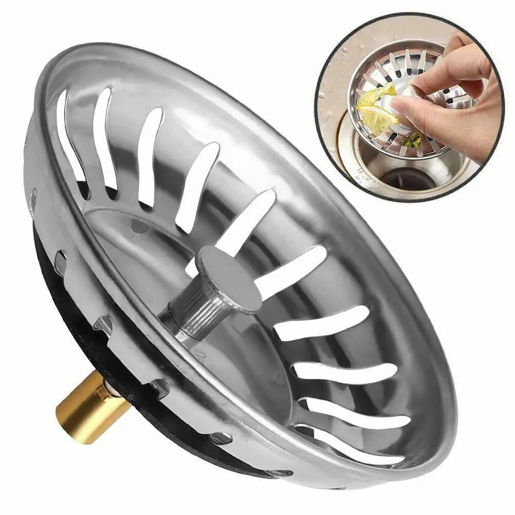 78mm Diameter Stainless Steel Kitchen Sink Strainer Stopper Waste Plug Sink Filter Bathroom Basin Sink Drain Kitchen Accessories