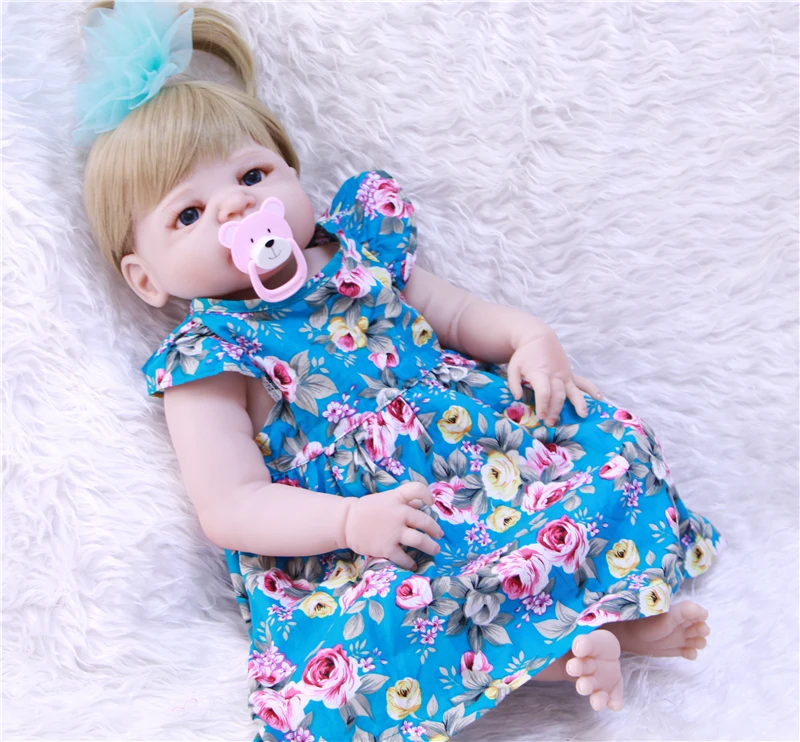 Bebe reborn 22 дюйма 55 см силиконовые куклы для новорожденных девочек светлые волосы