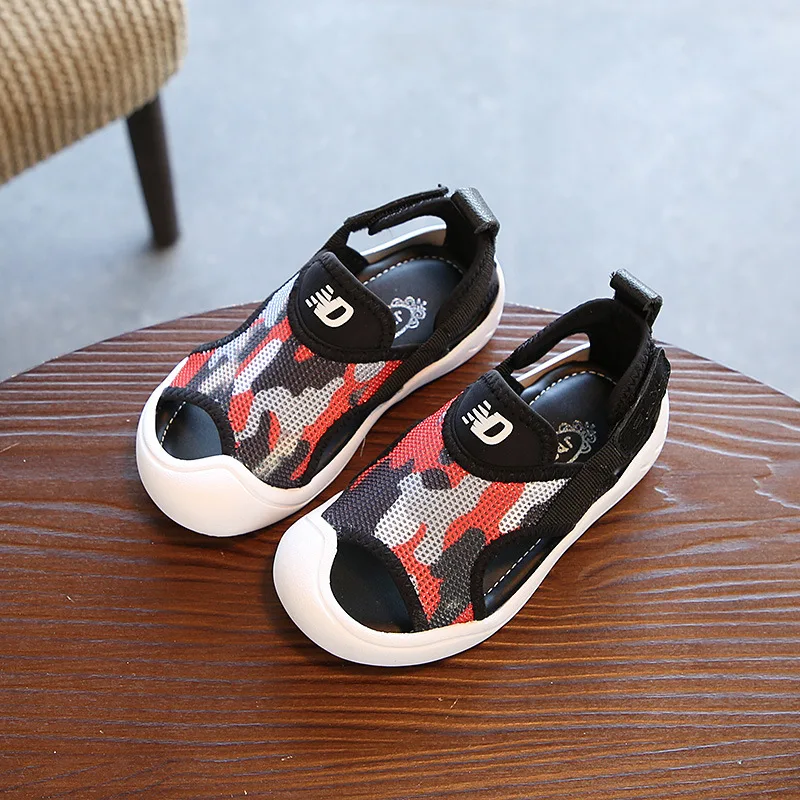 2019 new fashion kids sport shoes for boys and girls camouflage Baotou children's sandals mesh breathable toddler | Мать и ребенок