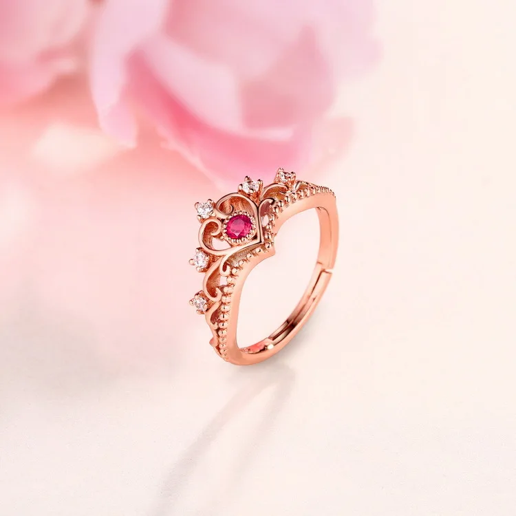 925 Sterling Silver Natural Red Tourmaline Crown Rings for Women Wedding Party Jewelry Gifts | Украшения и аксессуары
