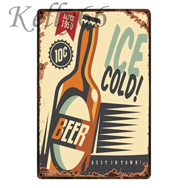 

[ Kelly66 ] Ice cold beer Poster Vintage Poster Home Decor Wall Art Metal Painting 20*30 CM Size y-1390