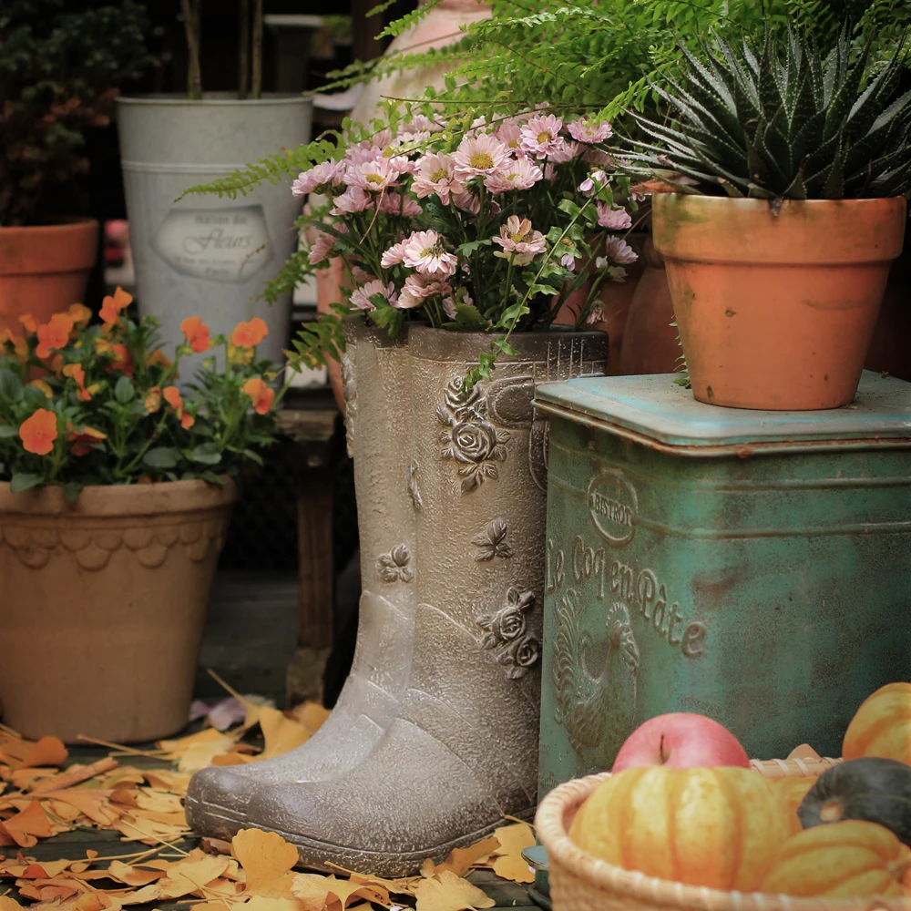 

creative Rain boots flowers vase vintage garden High heels shoe flower pot statue crafts balcony decoration large floor vases