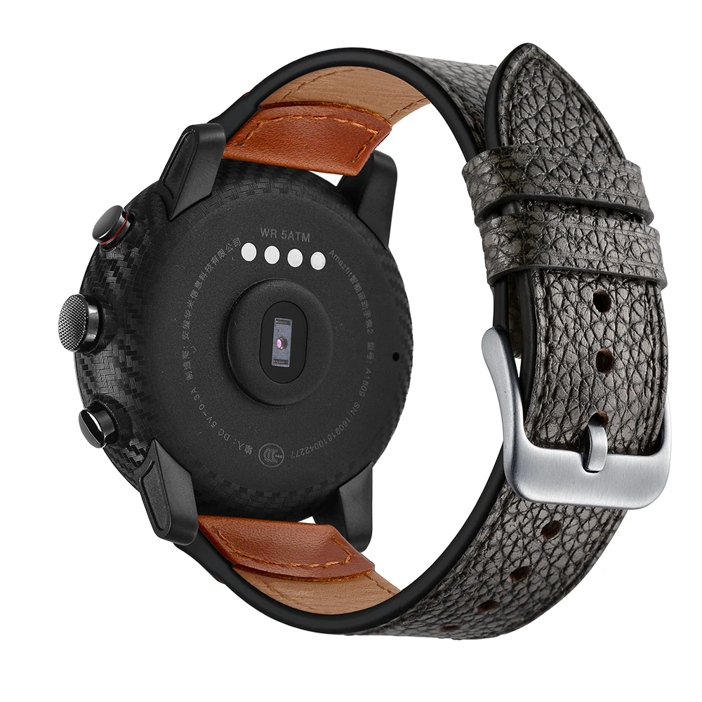 22mm Formal Dark Brown Stone Pattern Men's Genuine Leather Replacement Strap Band For Samsung Gear S3 Bracelet Wrist Belt | Наручные