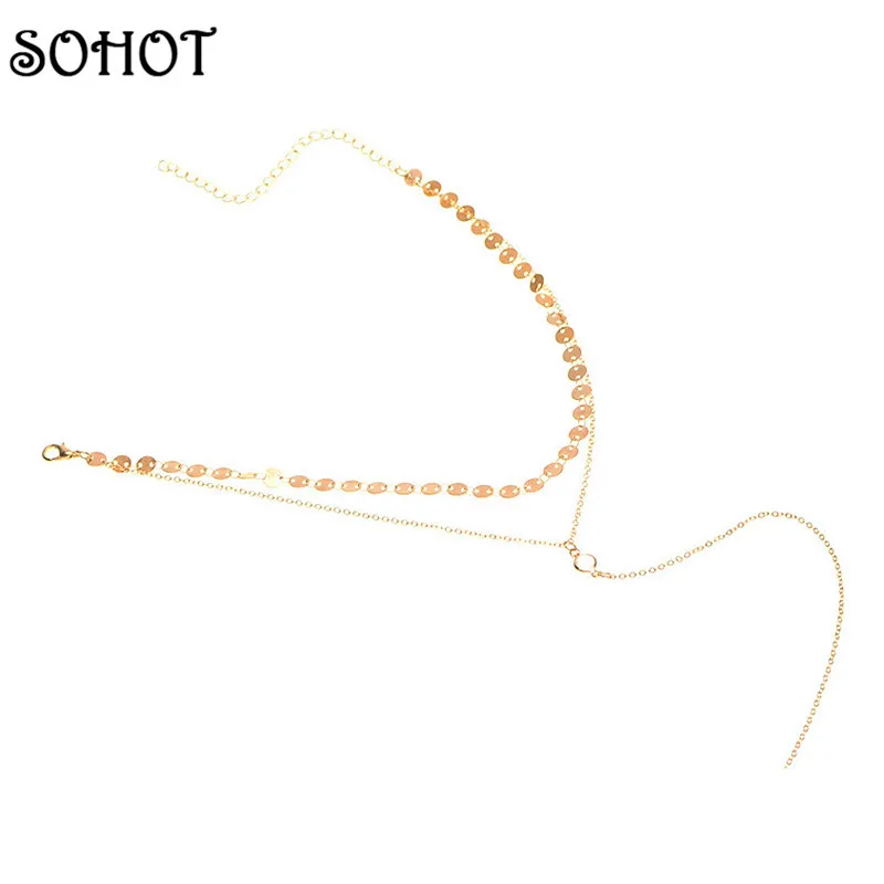 SOHOT простой дизайн золотой серебряный цвет металлическая цепочка колье женское