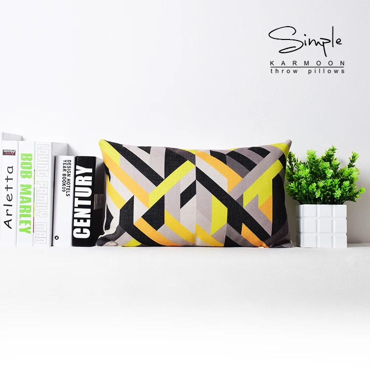 Красочные геометрические поясничная подушка чехол Лен прямоугольник