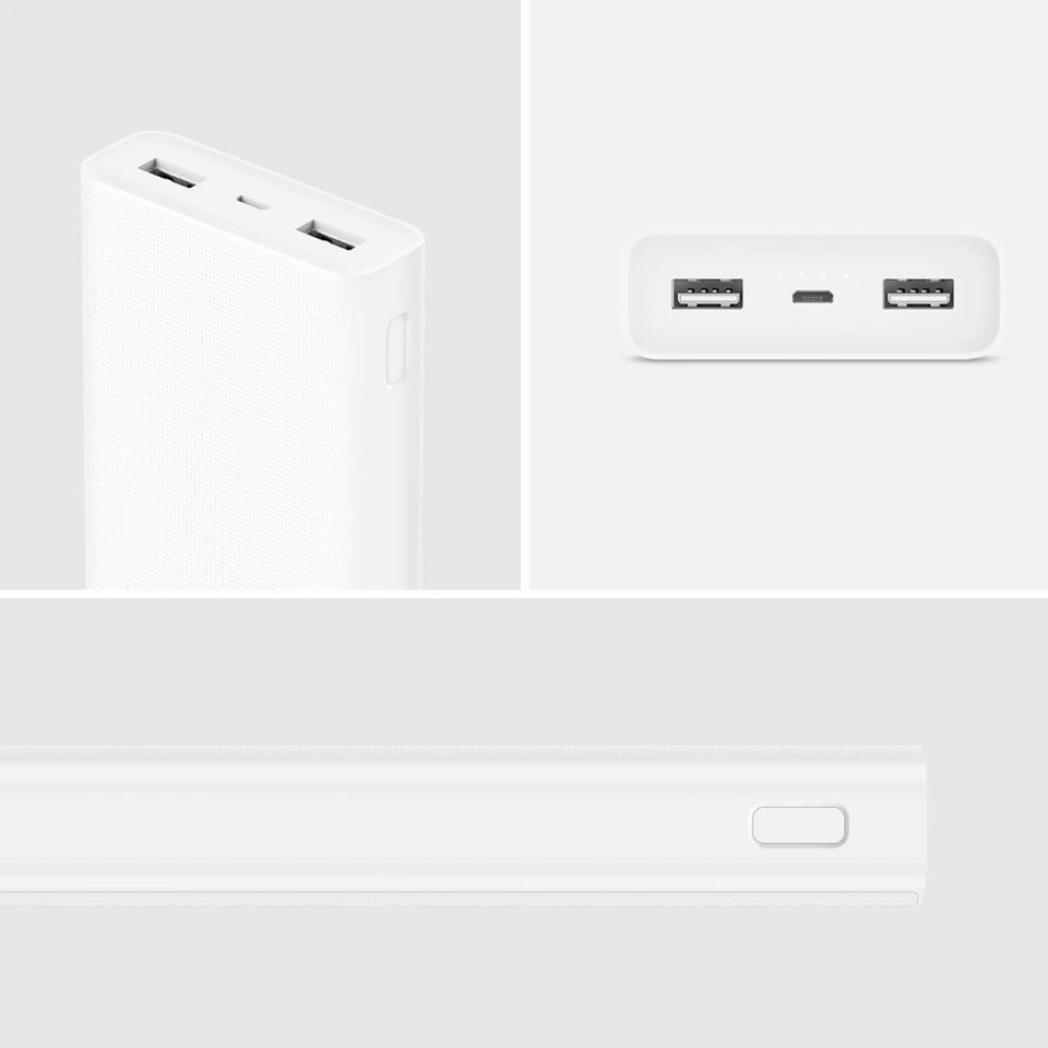 Оригинал Xiaomi power Bank 20000 mAh 2C Внешняя батарея Портативная зарядка Dual USB QC3.0Mi зарядное