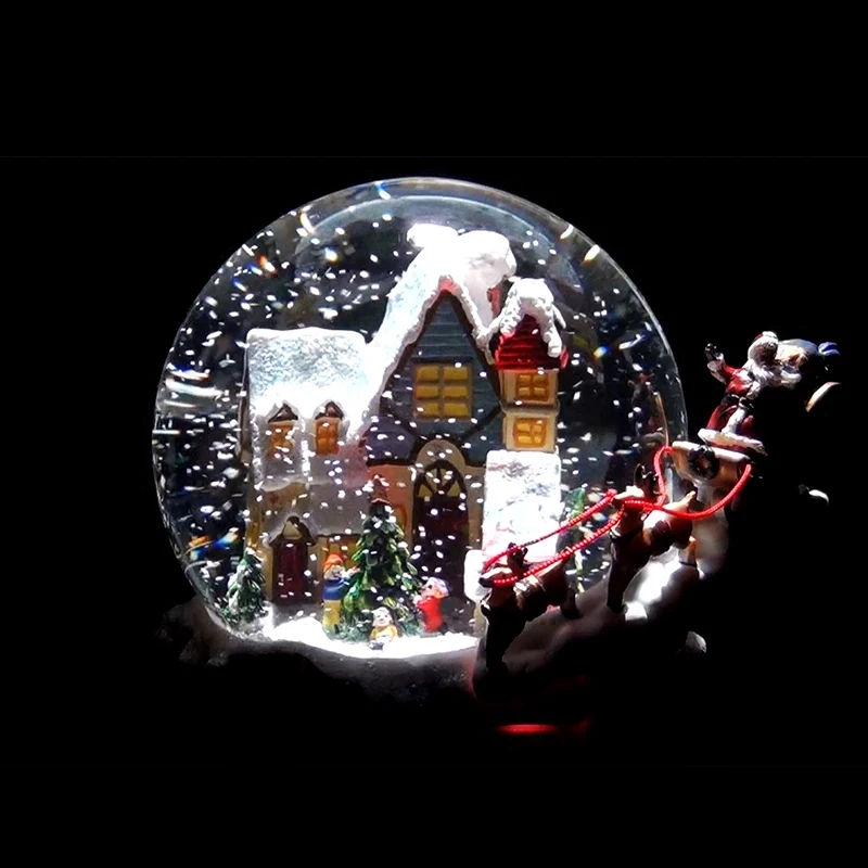 2016 new Christmas lights with snowflakes rotating Castle crystal ball music box | Дом и сад