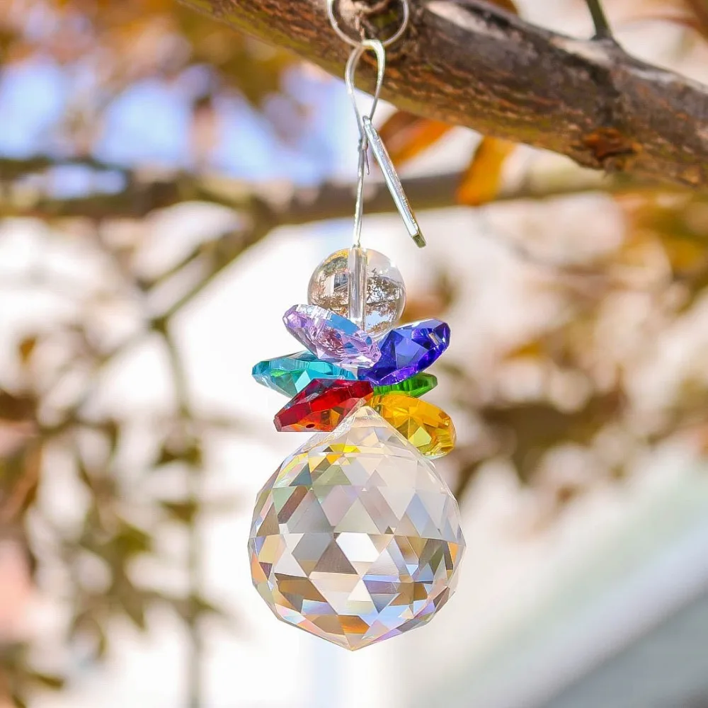H& D гирлянда чакра спектры Радуга Suncatcher хрустальные подвески для частей люстры фэн-шуй призма для подвешивания капель(многоцветный