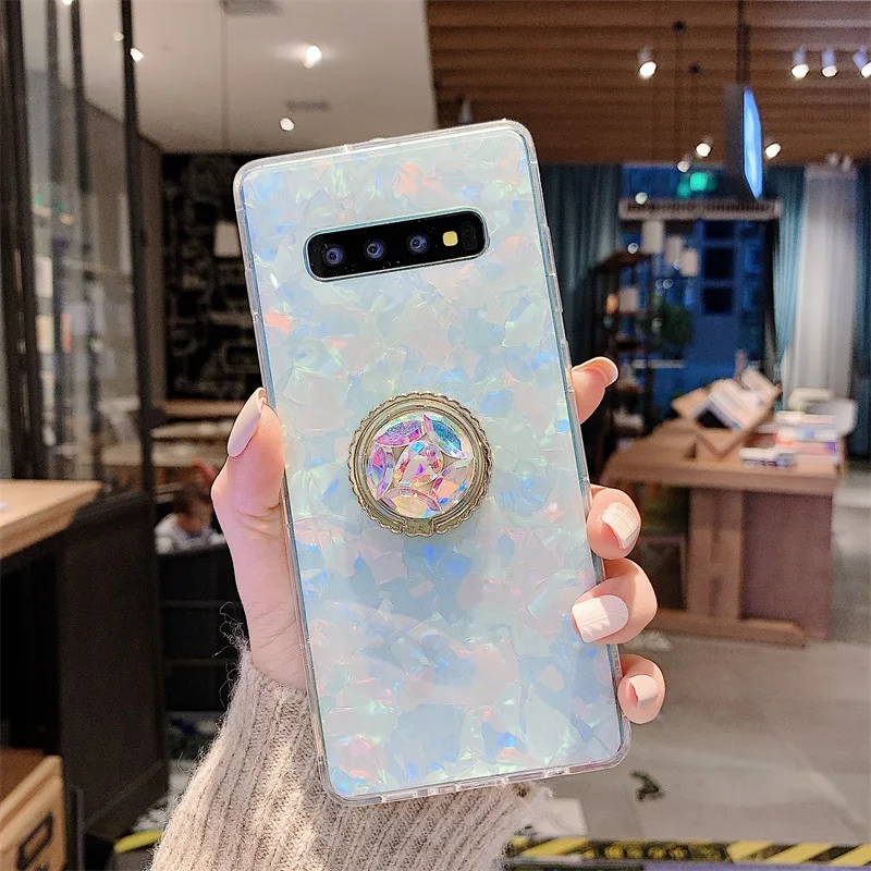 Чехол для Samsung Note10 Pro S10 Plus S10e Note9 чехол с блестящими стразами подставка мраморный