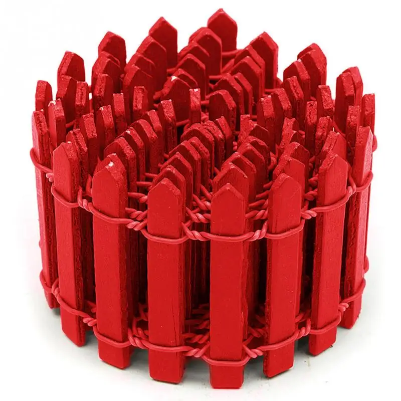 5cm Red 100*5 см/100*3 см миниатюрный маленький реквизит фон с деревянным забором DIY Цветущий сад микро кукольный домик горшка декор орнамент в стиле Бонсай белый/Кофе#116 - Цвет: 5cm Red