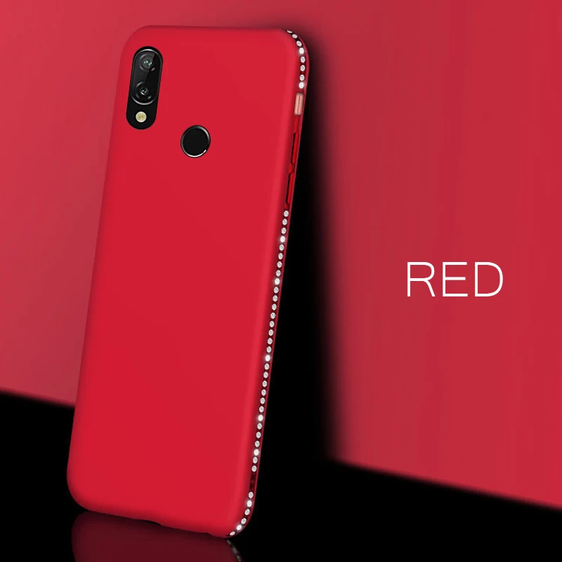 Red Блестящий чехол со стразами для Huawei Y7 Pro Y9 Y5 Y6 Prime P20 Lite P30 на Honor 7C 7A Pro 8X10 9 Lite P Smart Plus - Цвет: Red