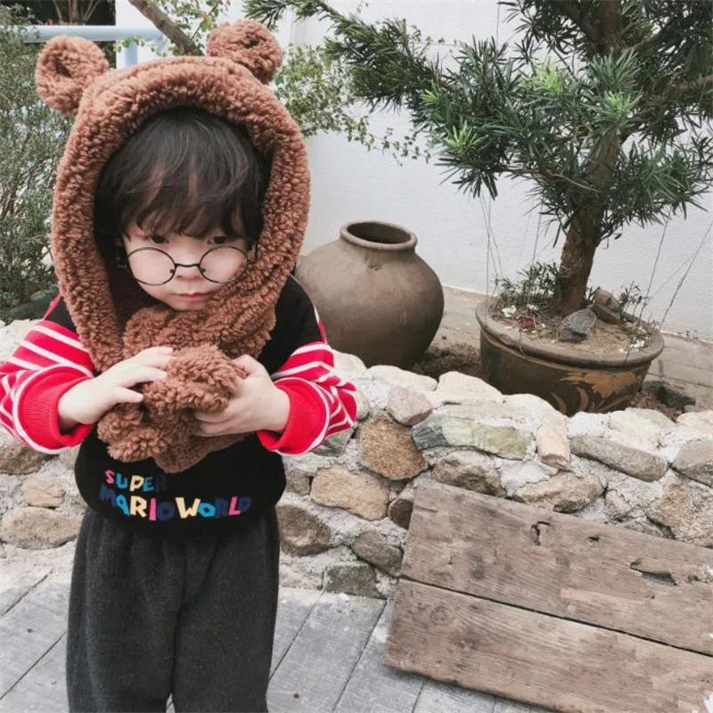 Детский плюшевый мишка Альпака интегрированная шапка шарф фото реквизит косплей