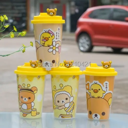 

1 шт. керамическая чашка, кофейная кружка с силиконовой крышкой-Rilakkuma