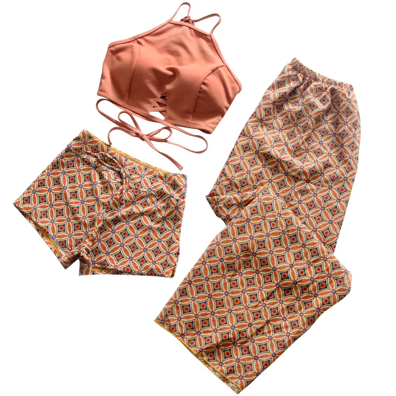 

Tankini Sets With shorts Summer Women Two Pieces Swimwear Retro Print Bathing Suits Bikini Push Up Swimsuits Plus Size swimming